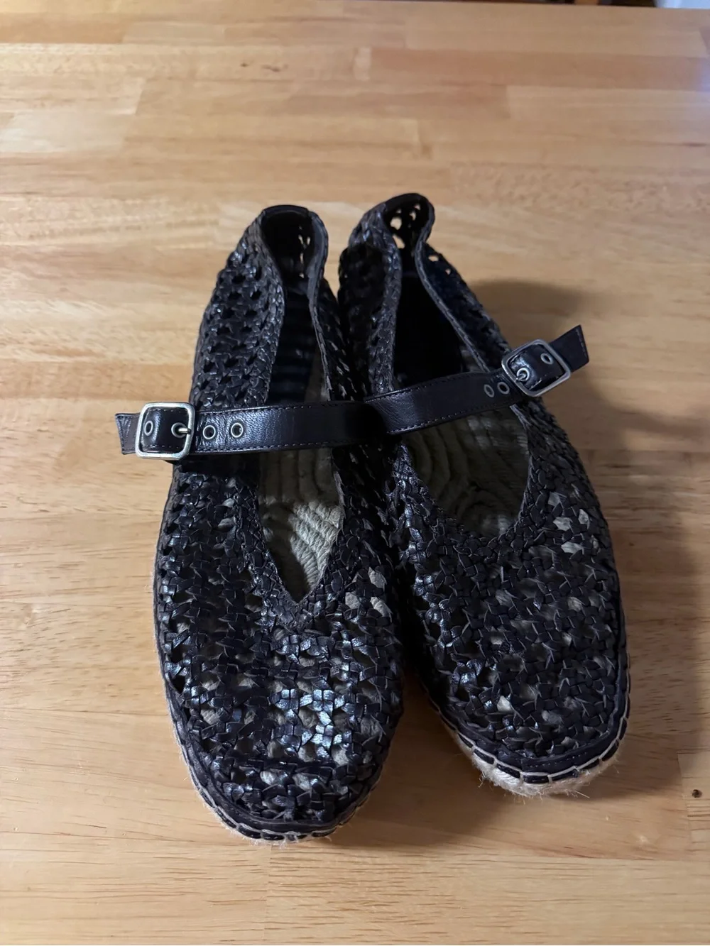 Madewell Remy Woven Mary Jane Flats in chocolate brown size 9 small flaw